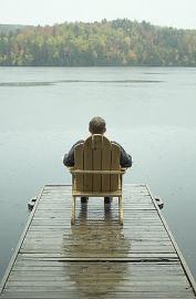 samotność jezioro jesień mężczyzna